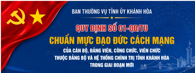 [Infographic] Quy định chuẩn mực đạo đức cách mạng của cán bộ, đảng viên, công chức, viên chức thuộc Đảng bộ và hệ thống chính trị tỉnh Khánh Hòa trong giai đoạn mới