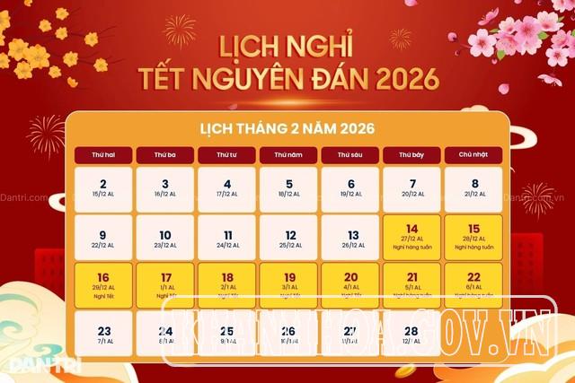 LỊCH NGHỈ TẾT NGUYÊN ĐÁN BÍNH NGỌ 2026 và các chỉ đạo tổ chức vui xuân, đón Tết