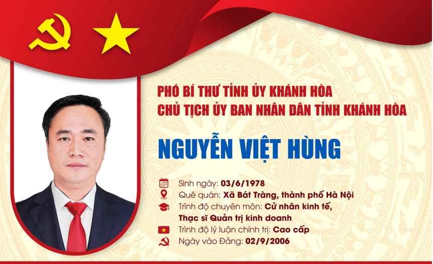 Tóm tắt quá trình công tác của đồng chí Nguyễn Việt Hùng - Phó Bí thư Tỉnh ủy, Chủ tịch UBND tỉnh Khánh Hòa